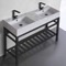 Modern Double Console Sink Vanity, Marble Style Sink, 48